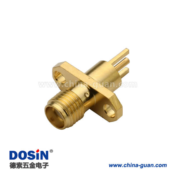sma母頭直式鍍金法蘭盤2孔連接器面板安裝