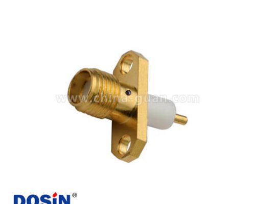 SMA母頭板端法蘭盤2孔射頻同軸連接器直式延長鐵氟龍面板安裝