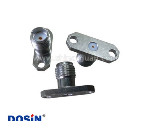 SMA射頻同軸連接器直式母頭2孔法蘭面板安裝