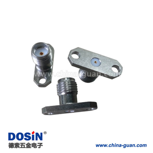 SMA射頻同軸連接器直式母頭2孔法蘭面板安裝