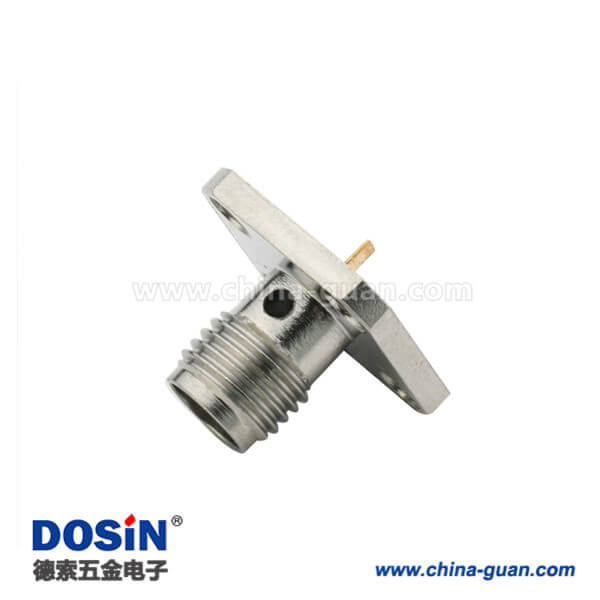 SMA樹(shù)脂灌膠法蘭盤4孔直式母頭連接器面板安裝視頻線頭