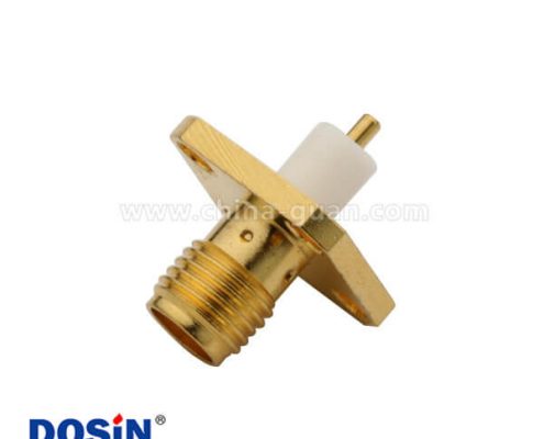sma4孔法蘭盤(pán)鍍金面板安裝電視視頻接頭射頻同軸連接器