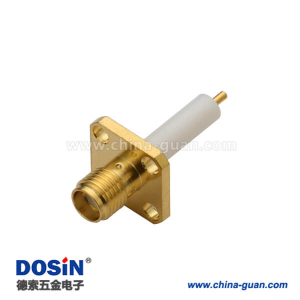 sma法蘭盤4孔直式母頭延長(zhǎng)鐵氟龍面板安裝板端計(jì)算機(jī)視頻線接頭