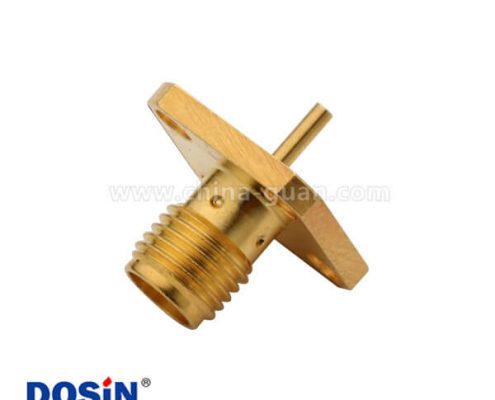 SMA4孔法蘭盤(pán)射頻同軸連接器直式母頭面板安裝av視頻插頭