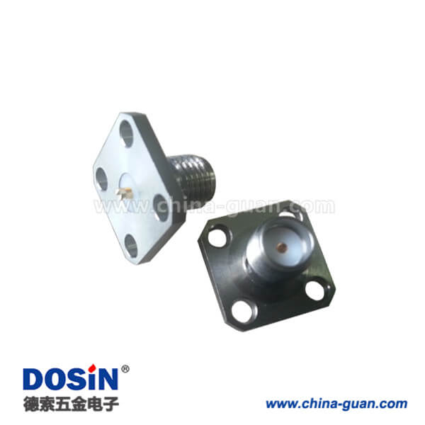 SMA母頭方形法蘭盤4孔樹(shù)脂灌膠面板安裝同軸音頻接頭