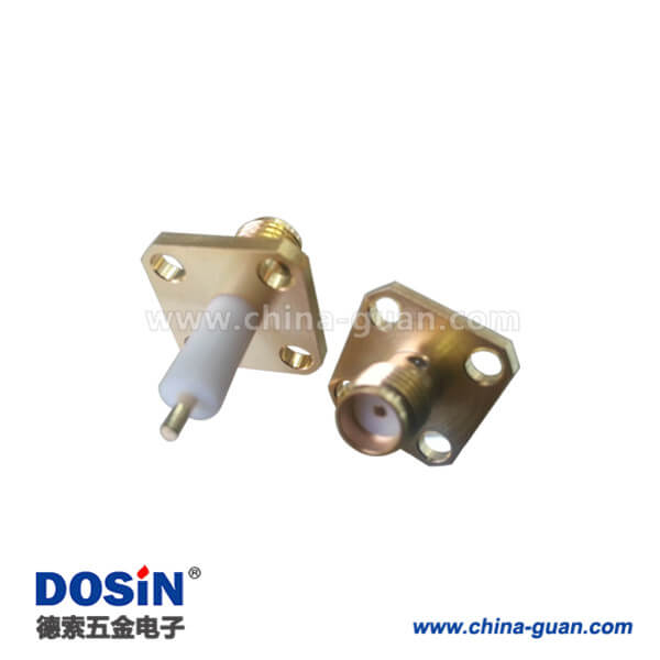 SMA直式母頭方形法蘭延長(zhǎng)鐵氟龍面板安裝接頭