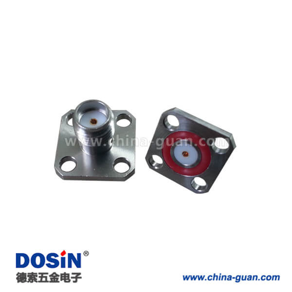 SMA防水連接器樹(shù)脂灌膠四孔法蘭盤直式母頭面板安裝有線電視頭