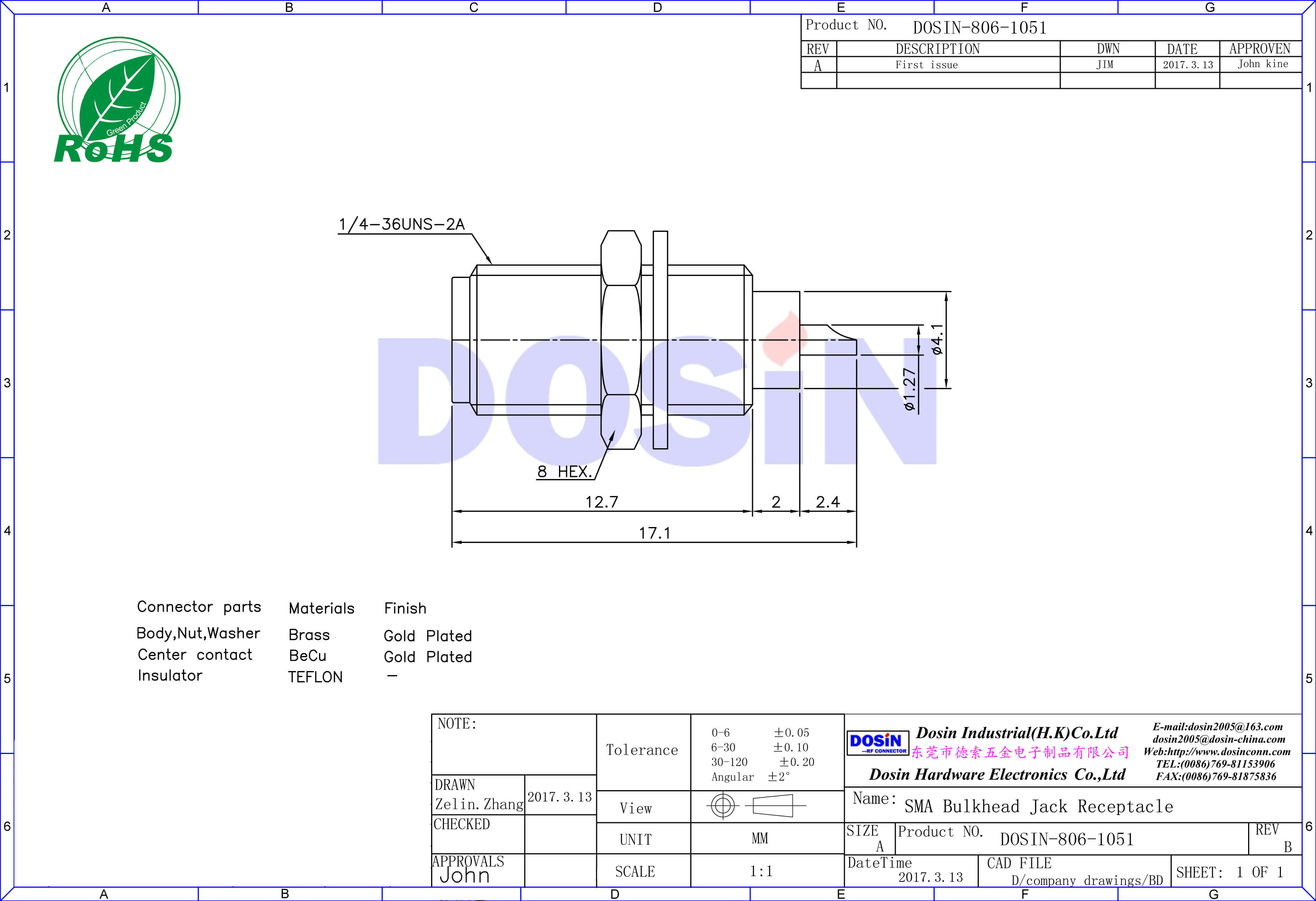 SMA穿墻連接器面板安裝有線電視線直通頭母頭射頻同軸