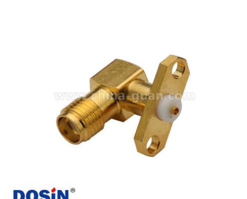 SMA接頭彎式兩孔法蘭面板安裝鍍金母頭