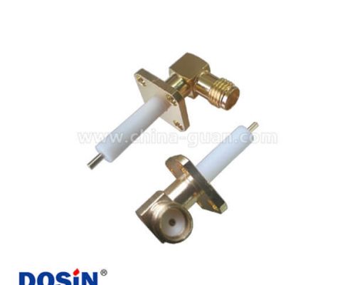 SMA彎式母頭鍍金帶延長鐵氟龍法蘭安裝有線電視連線接頭