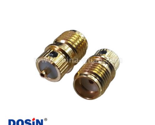 SMA母頭180度直式母座金色樹脂灌膠電視接頭壓入式