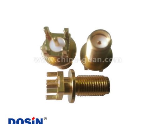 SMA穿墻直式母頭連接器PCB穿孔式安裝鍍金SMA