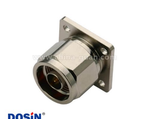 n頭直式公頭4孔法蘭盤型同軸連接器接射頻線