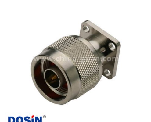 N型連接器直式射頻同軸4孔法蘭盤型公頭