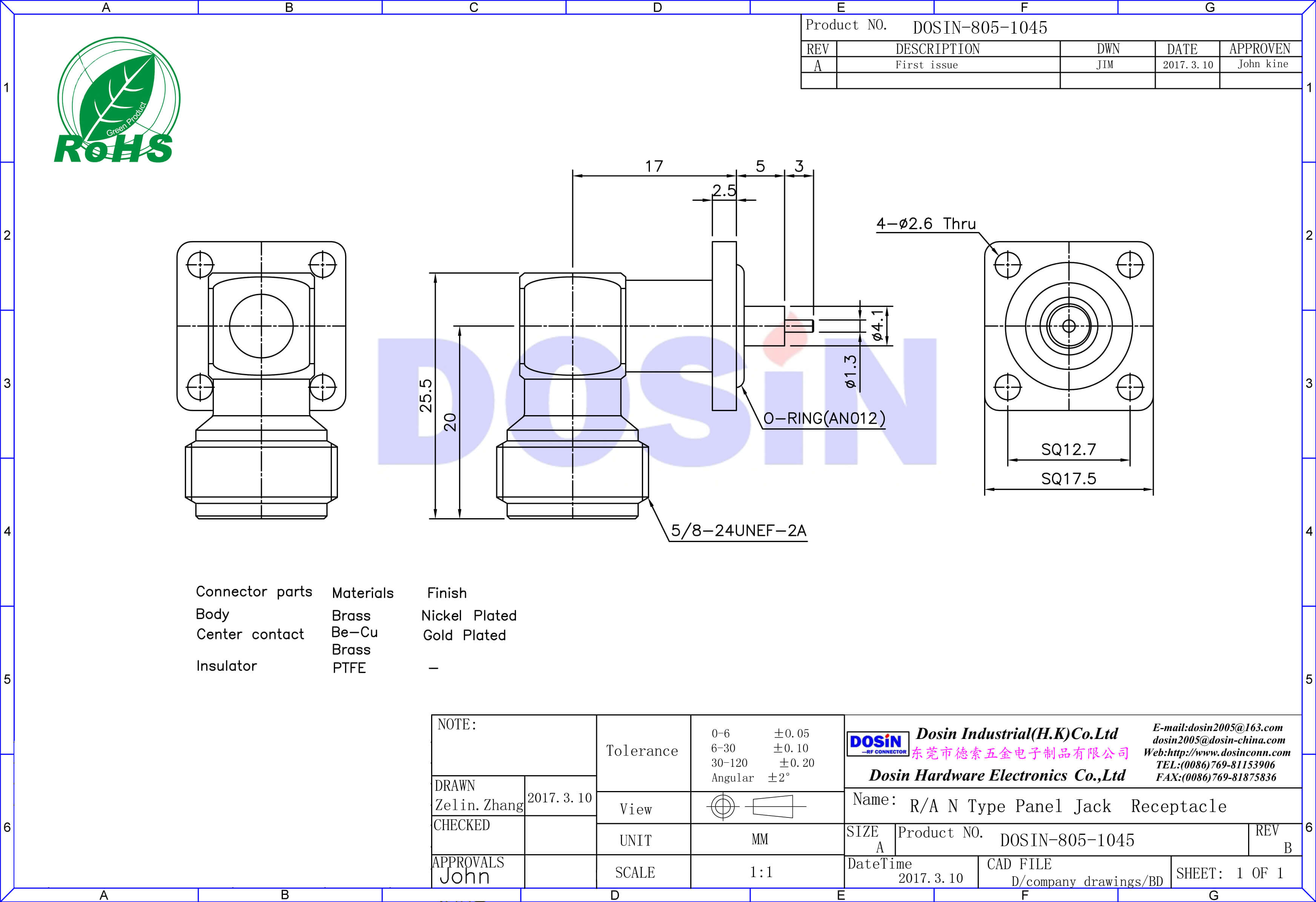 n頭射頻同軸連接器母頭帶法蘭方板電視接頭彎式