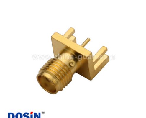 SMA卡板式母頭插座鍍金180度直式PCB插頭