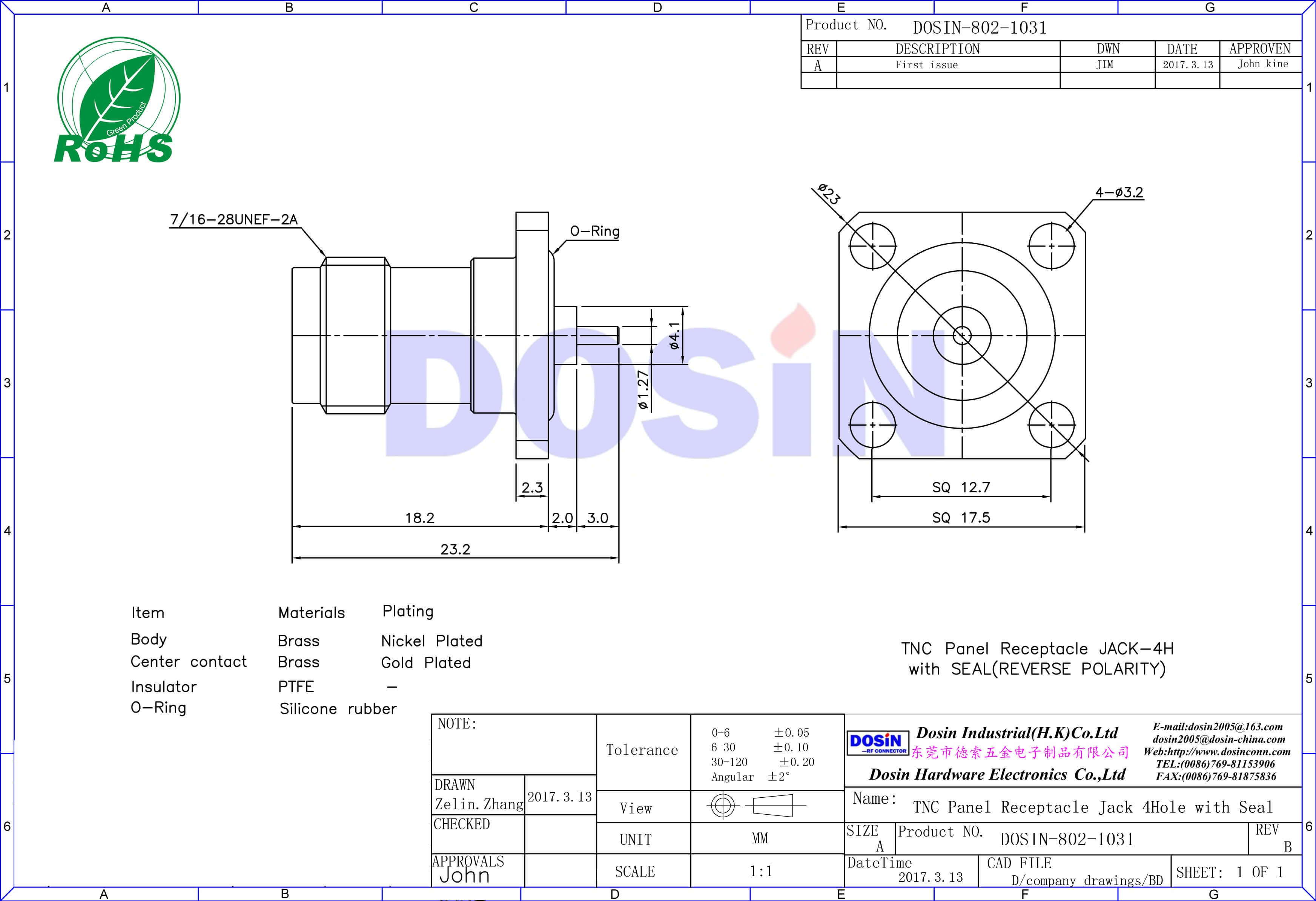 tnc連接器rf射頻同軸4孔法蘭安裝盤直通式插座