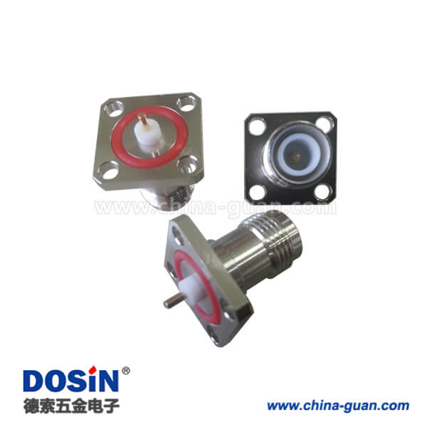 tnc連接器rf射頻同軸4孔法蘭安裝盤直通式插座