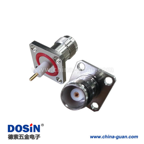 tnc直式母頭4孔方形法蘭座子射頻同軸連接器