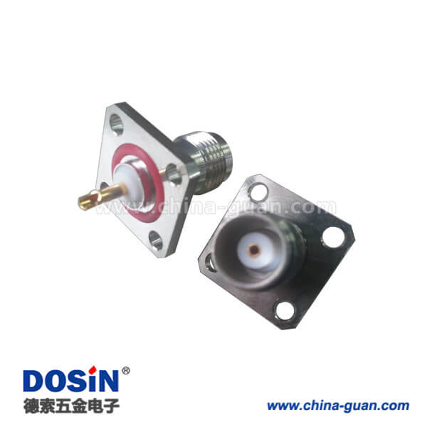 tnc連接器母頭面板安裝4孔方形法蘭直式焊接