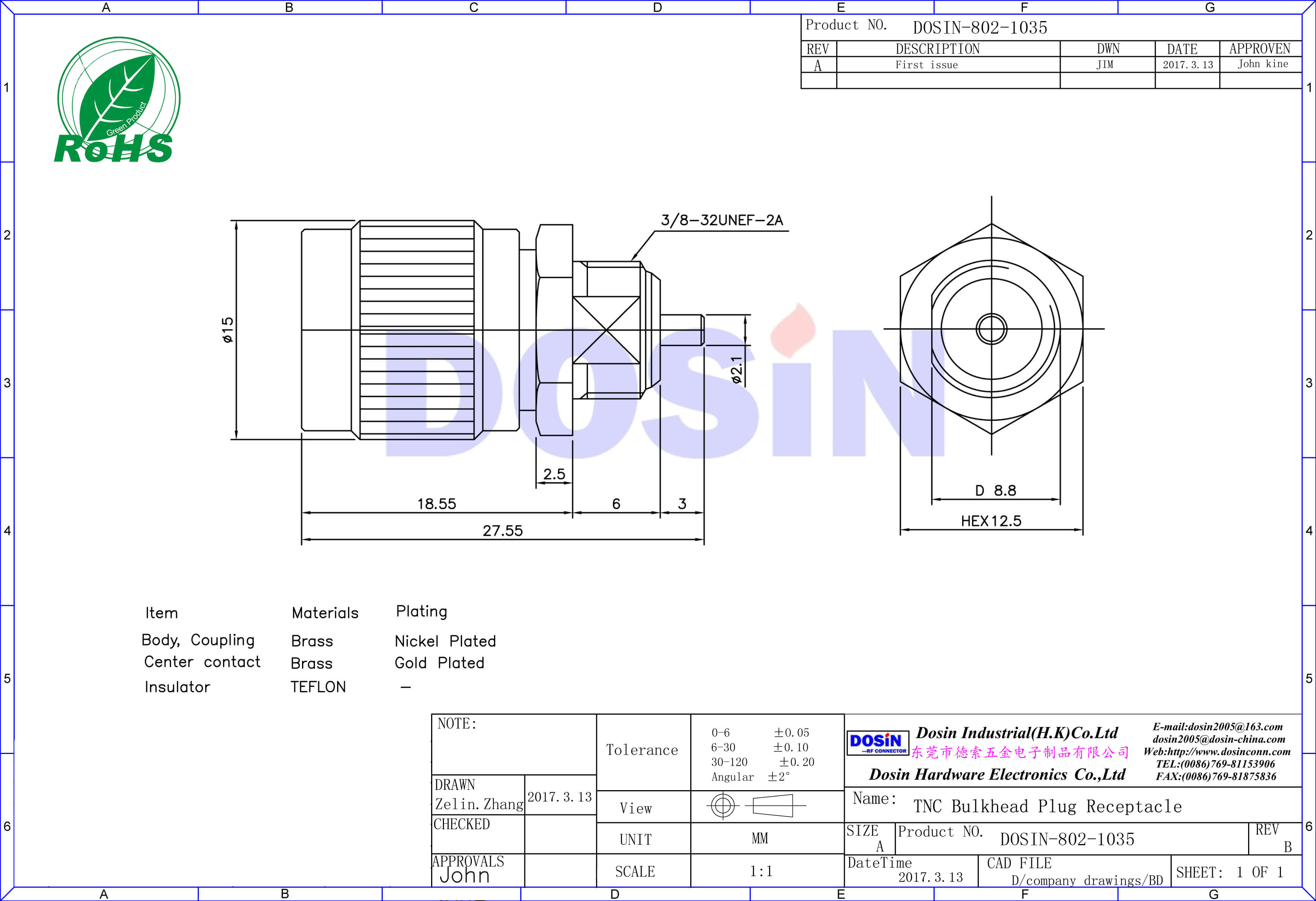 tnc直式穿墻公頭面板安裝射頻同軸連接器