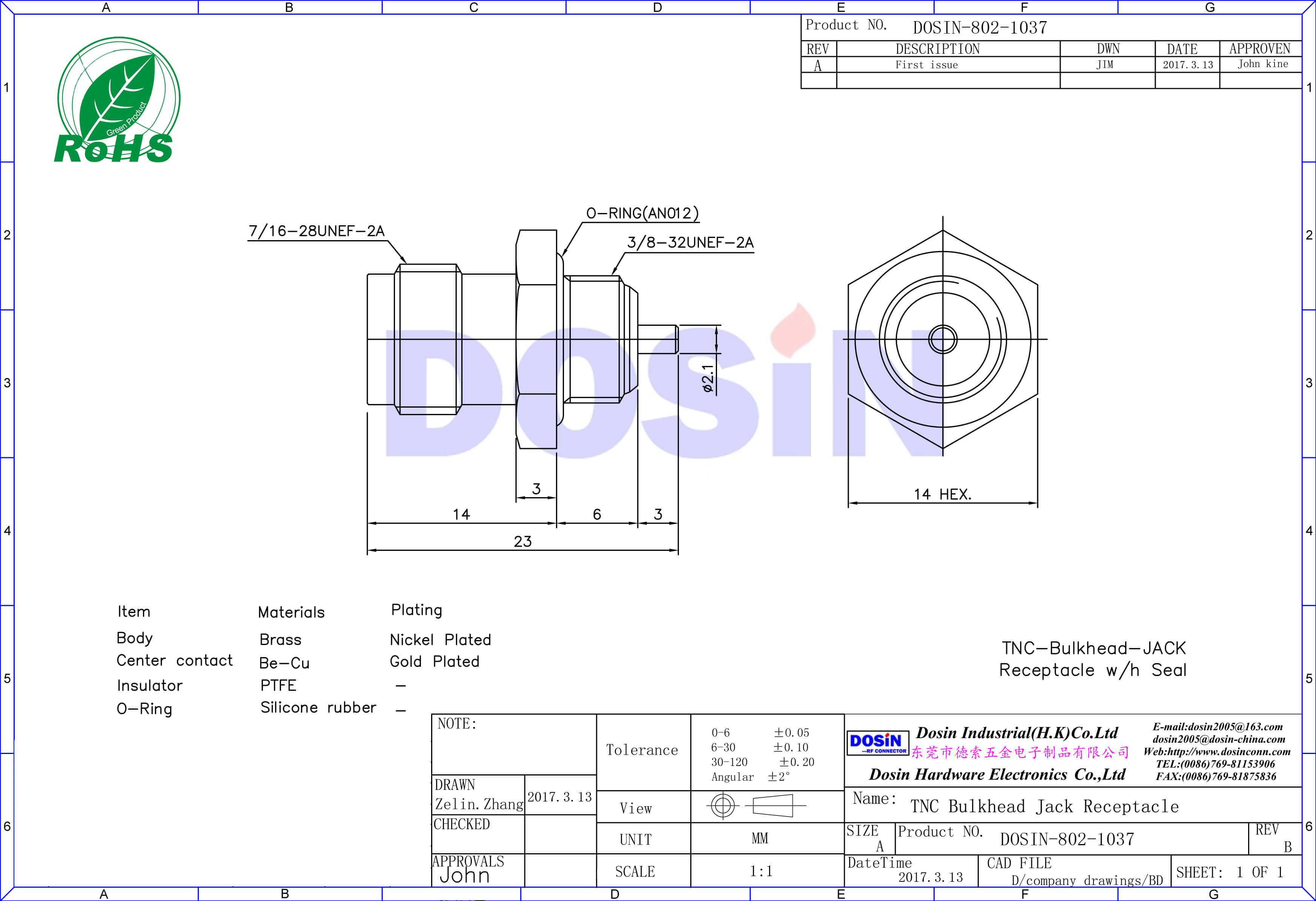 tnc同軸連接器直式面板安裝母頭視頻插頭