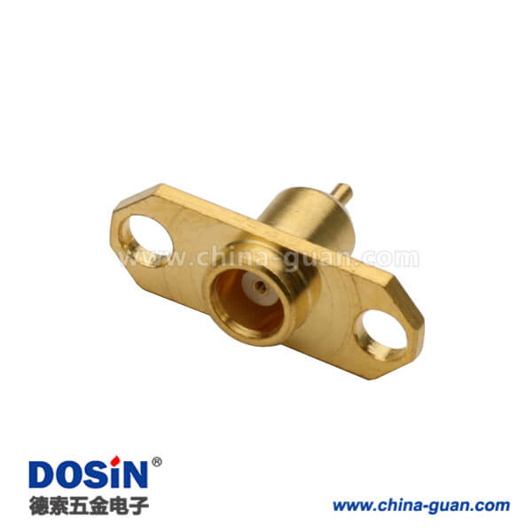 mcx直式法蘭盤2孔面板安裝母頭rf射頻同軸連接器