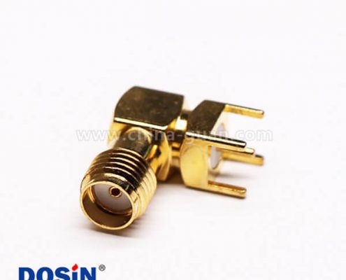 SMA母頭彎角90度射頻同軸連接器插PCB板