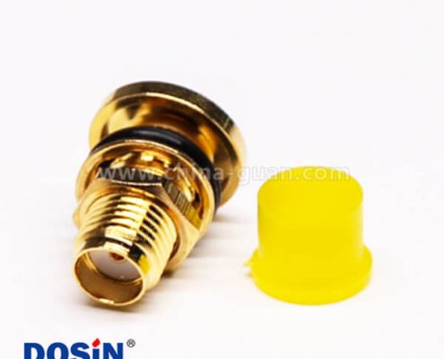 SMA防水連接器直式母頭穿墻車針焊線帶防塵蓋