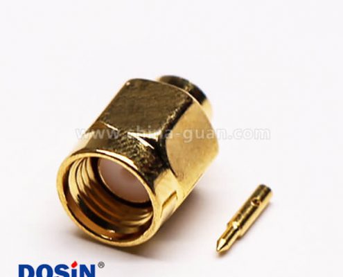 SMA型直式公頭公針鍍金焊接式接同軸線纜