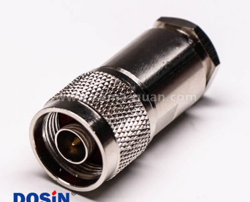 N型射頻連接器直式公頭螺母鎖緊接線