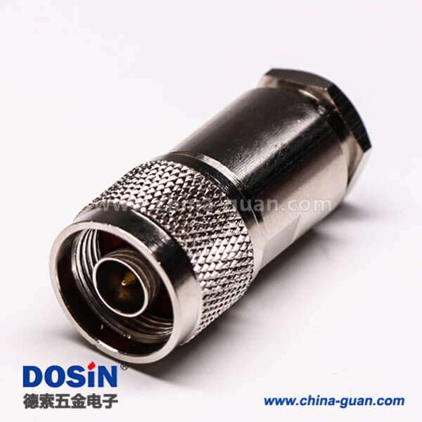 N型射頻連接器直式公頭螺母鎖緊接線