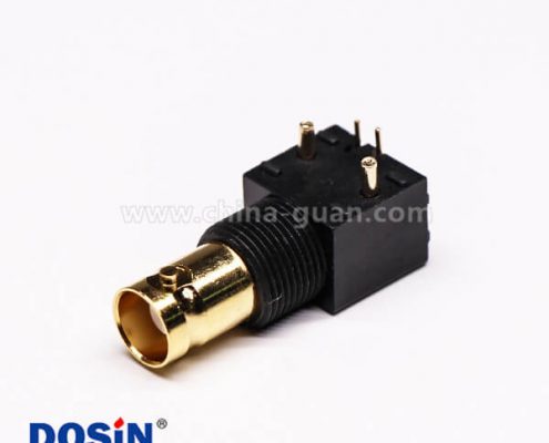 bnc彎頭焊板安裝母頭鍍金黑膠接PCB板