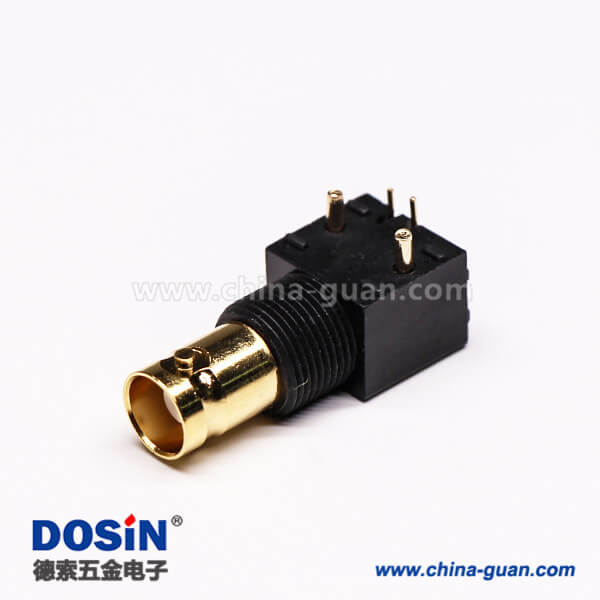 bnc彎頭焊板安裝母頭鍍金黑膠接PCB板