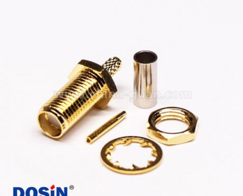 穿墻式SMA接頭母頭母針直式穿墻接線壓接