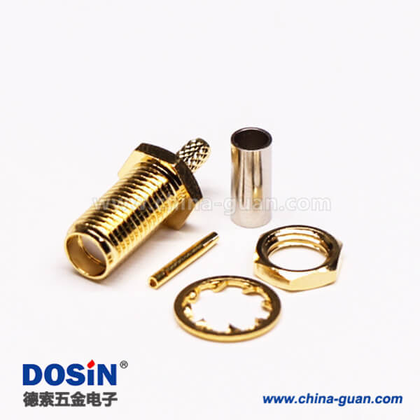 穿墻式SMA接頭母頭母針直式穿墻接線(xiàn)壓接