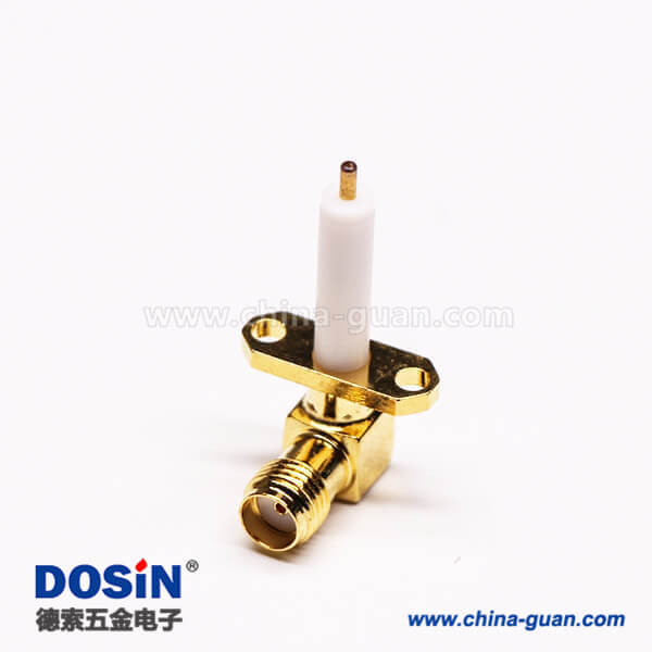 SMA兩孔法蘭90度彎式母頭RF連接器鍍金