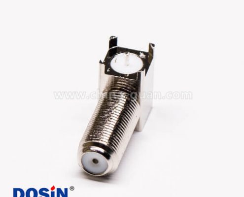 f型接頭前鎖穿墻彎式母頭接PCB插孔式