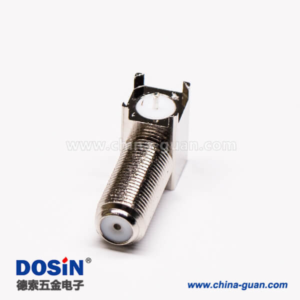 f型接頭前鎖穿墻彎式母頭接PCB插孔式