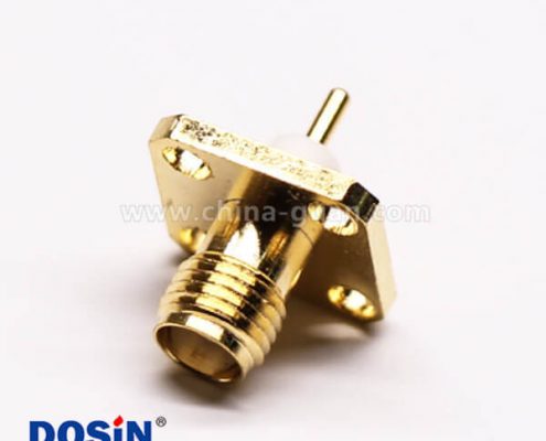 SMA接頭帶法蘭四孔母頭PTFE穿孔插板