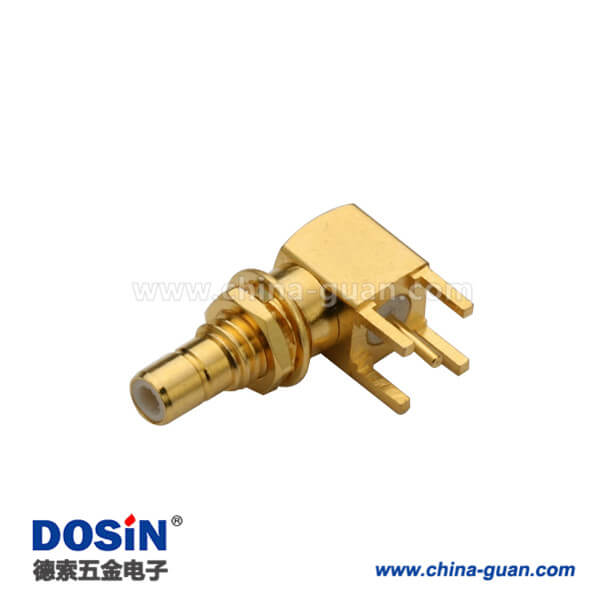 SMB同軸連接器母頭射頻接頭接pcb板彎式穿墻