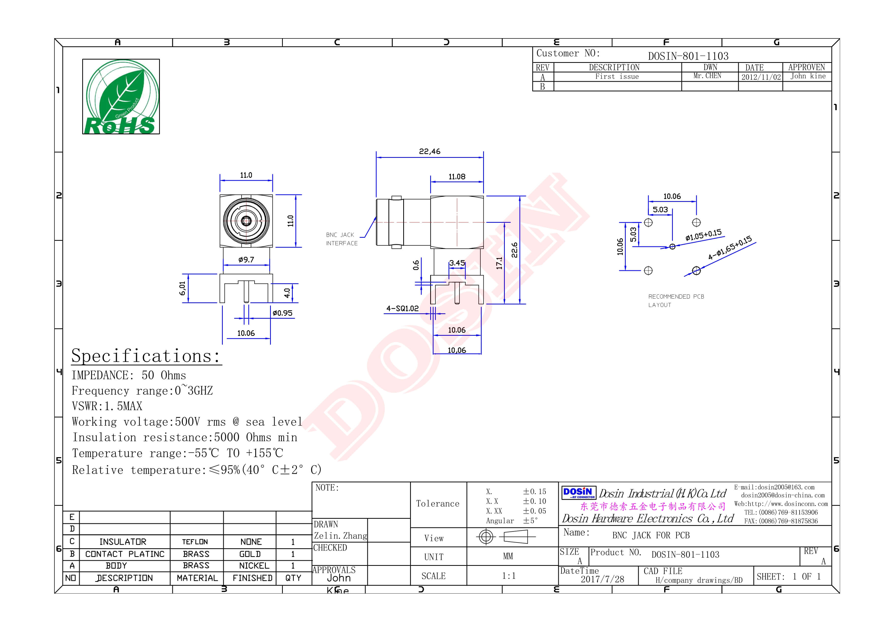 bnc 連接器 90度母頭插孔接PCB板接頭