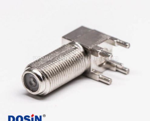 F頭插座射頻同軸連接器母頭彎式接PCB板插孔