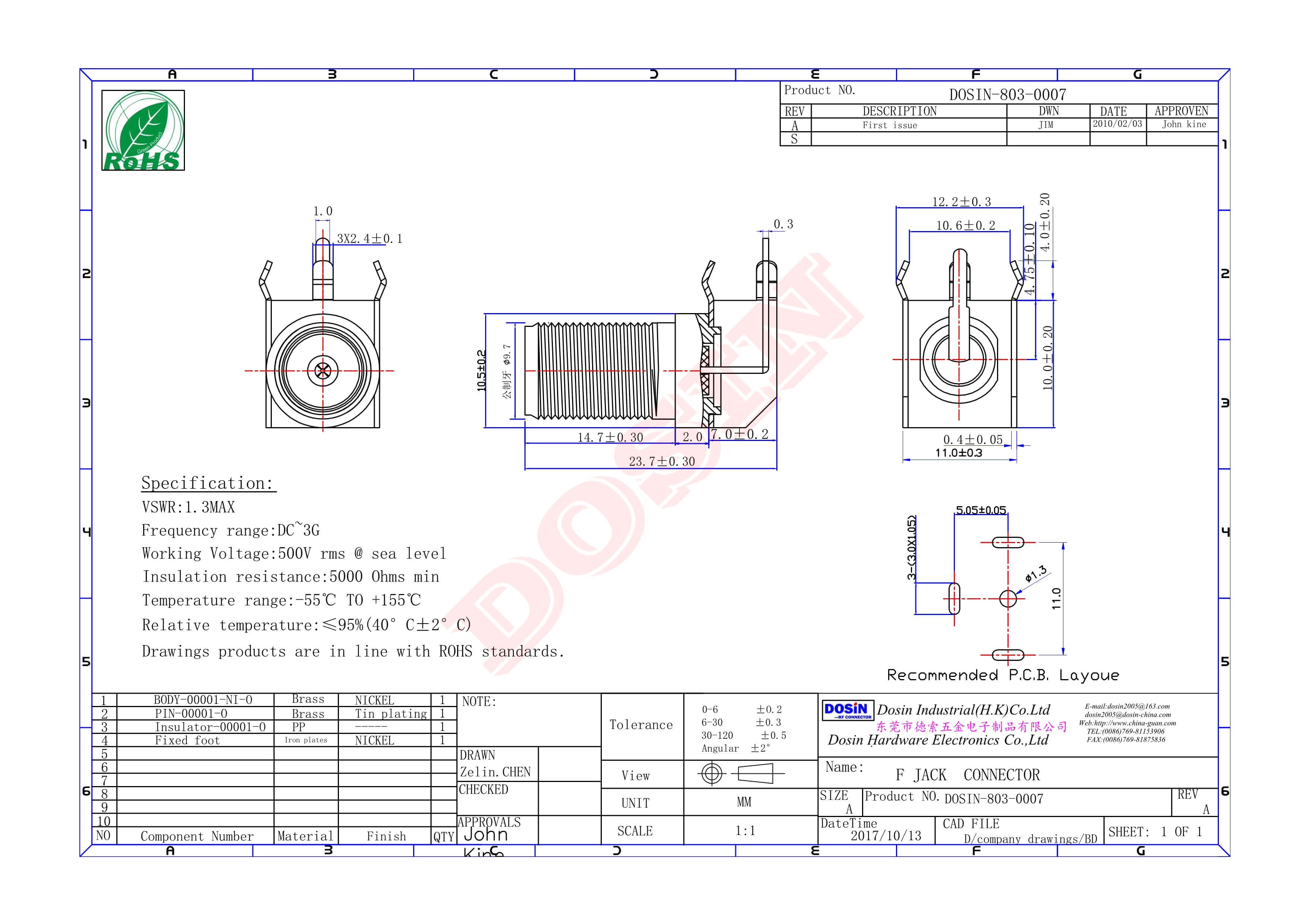 f母頭彎角90度焊板穿機箱接PCB板英制板端