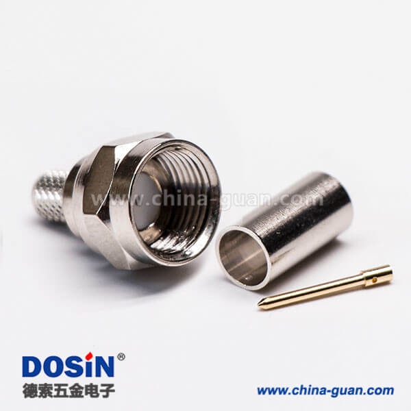 英制F公頭公針接RG58直式同軸線(xiàn)纜壓接式
