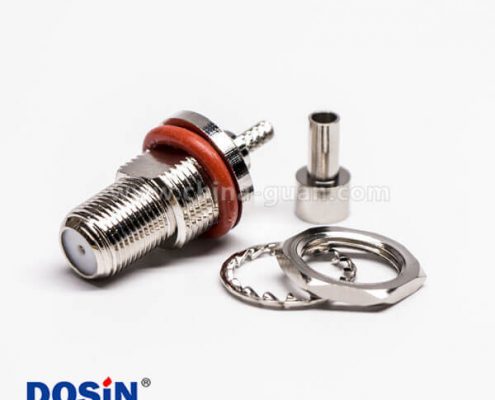 F母頭直式同軸連接器壓接式接RG174線纜防水