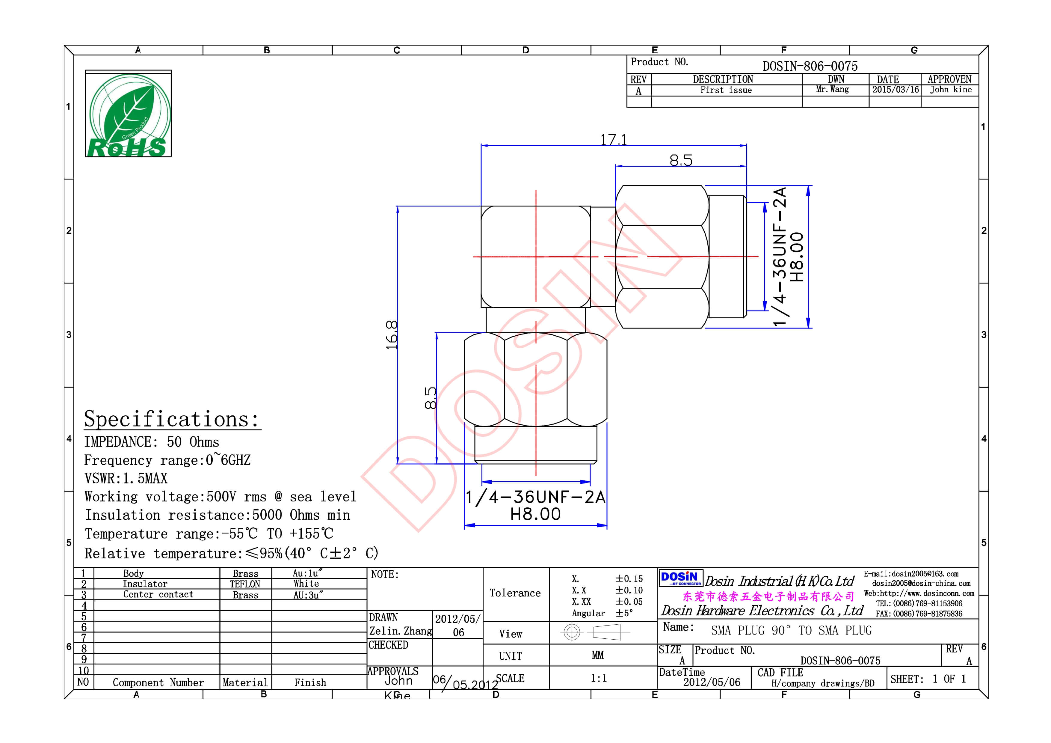 SMA射頻轉(zhuǎn)接頭彎式90度公轉(zhuǎn)公