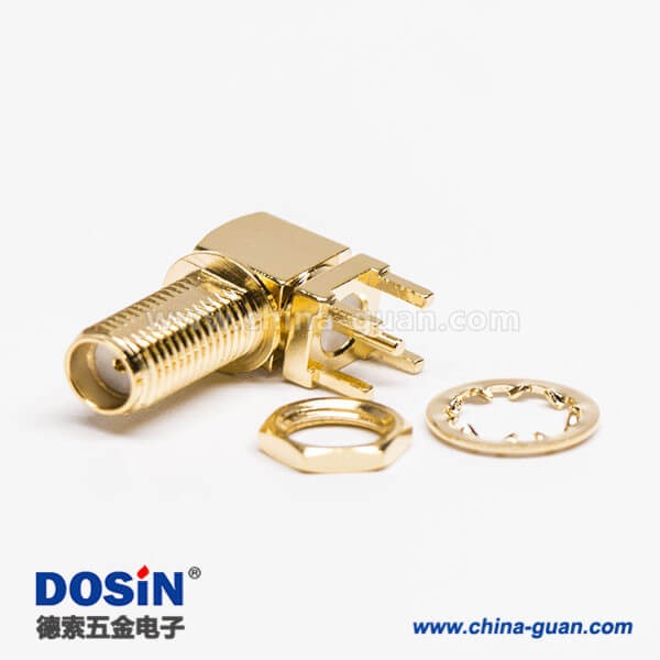 SMA型90度四腳插座母頭接PCB板