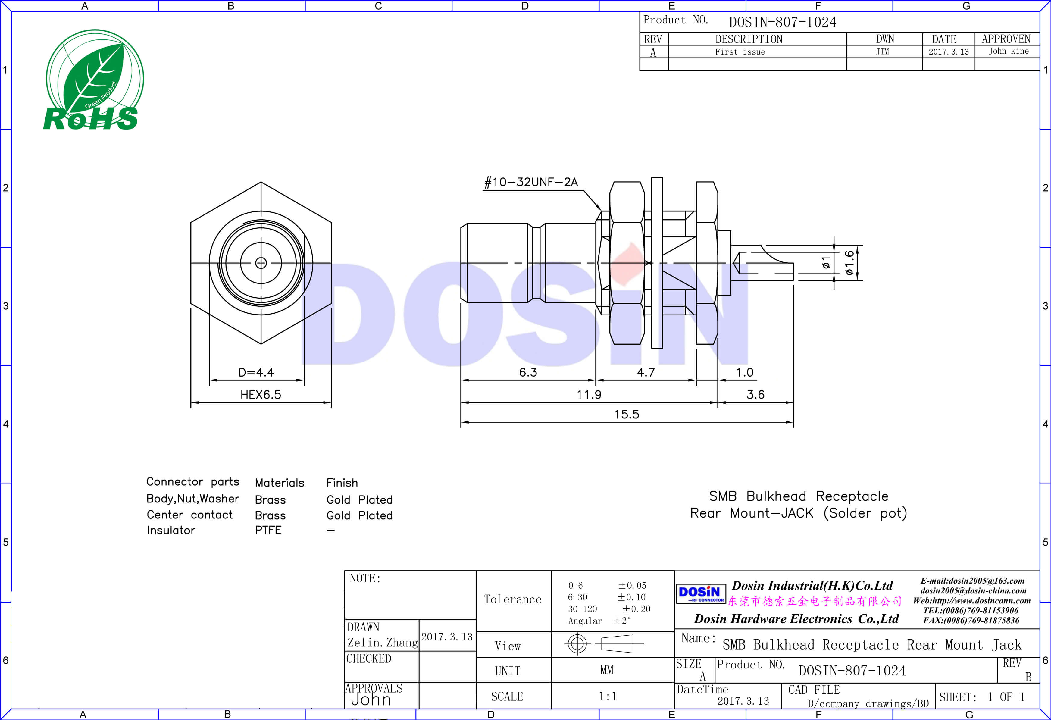 smb接頭母頭RF連接器面板安裝電視線