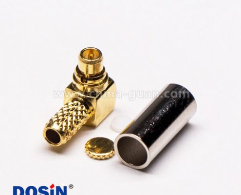 MMCX接頭彎式公頭鍍金壓接式接同軸線纜